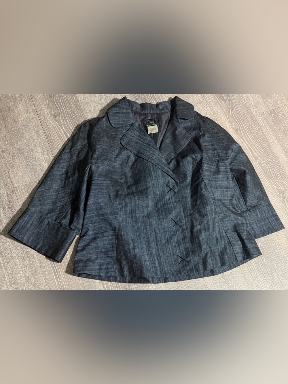 New York & Company Grey Textured Cropped Blazer Jacket – Size 14